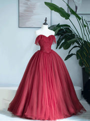 Party Dress For Christmas Party, Burgundy Sweetheart Neckline Long Formal Dress, A-Line Strapless Evening Dress