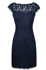 Homecoming Dresses Short Prom, Classic Navy Blue Lace Short Mother of the Bride Dress
