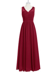 Prom Dresses 2037, Burgundy Long Chiffon Bridesmaid Dress Party Dress
