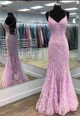 Formal Dress Wedding, Gorgeous Mermaid Lilac Prom Dress with Embroidery