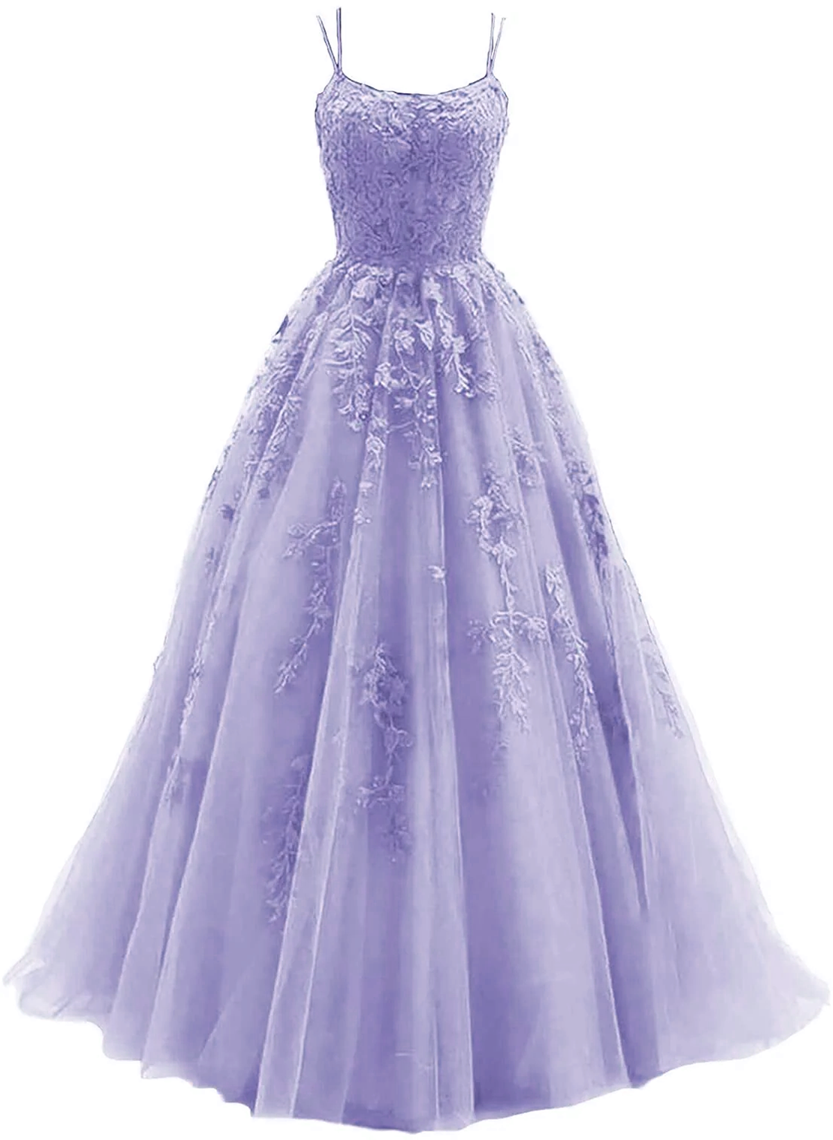 Formal Dress Short, Light Purple Straps Lace-Up Long Formal Dress, Light Purple Long Evening Dress Prom Dress