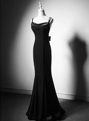 Formal Dress Ballgown, Black Straps Velvet Low Back Long Formal Dress, Black Velvet Evening Dress Prom Dress