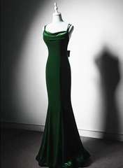 Formal Dress Homecoming, Green Mermaid Long Velvet Party Dress, Green Straps Long Formal Dress Prom Dress