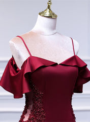 Formal Dress Off The Shoulder, Wine Red Mermaid Sweetheart Straps Long Formal Dress, Wine Red Prom Dress
