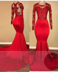 Prom Dresses Corset, 2024 Red Mermaid Prom Dresses