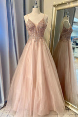 Prom Dresses Burgundy, Peach Appliques Open Back A-Line Prom Dress