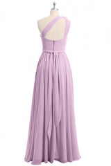 Evening Dresses Formal, Dusty Purple One-Shoulder Backless A-Line Long Bridesmaid Dress