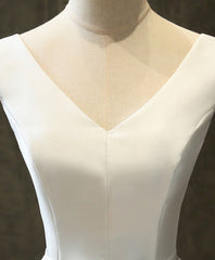 Wedding Theme, Simple V Neck White Short Prom Dress, White Homecoming Dress