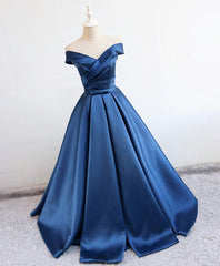 Bridesmaid Dresses Mauve, Simple Blue Satin Long Prom Dress, Blue Formal Dress