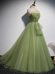 Party Dress Spring, Green Tulle Long Prom Dress, Green Tulle Formal Dress