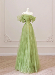 Formal Dress Black Dress, Green Floor Length Simple Off Shoulder Long Formal Dress, Green A-Line Prom Dress