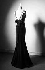 Formal Dress Australia, Black Straps Velvet Low Back Long Formal Dress, Black Velvet Evening Dress Prom Dress