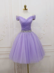Wedding Shoes Bride, Purple Off Shoulder Tulle Sequin Prom Dress, Purple Homecoming Dress