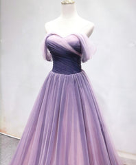Bridesmaids Dress Peach, Simple Sweetheart Tulle Purple Long Prom Dress, Bridesmaid Dress