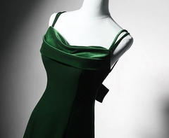 Formal Dress With Sleeve, Green Mermaid Long Velvet Party Dress, Green Straps Long Formal Dress Prom Dress