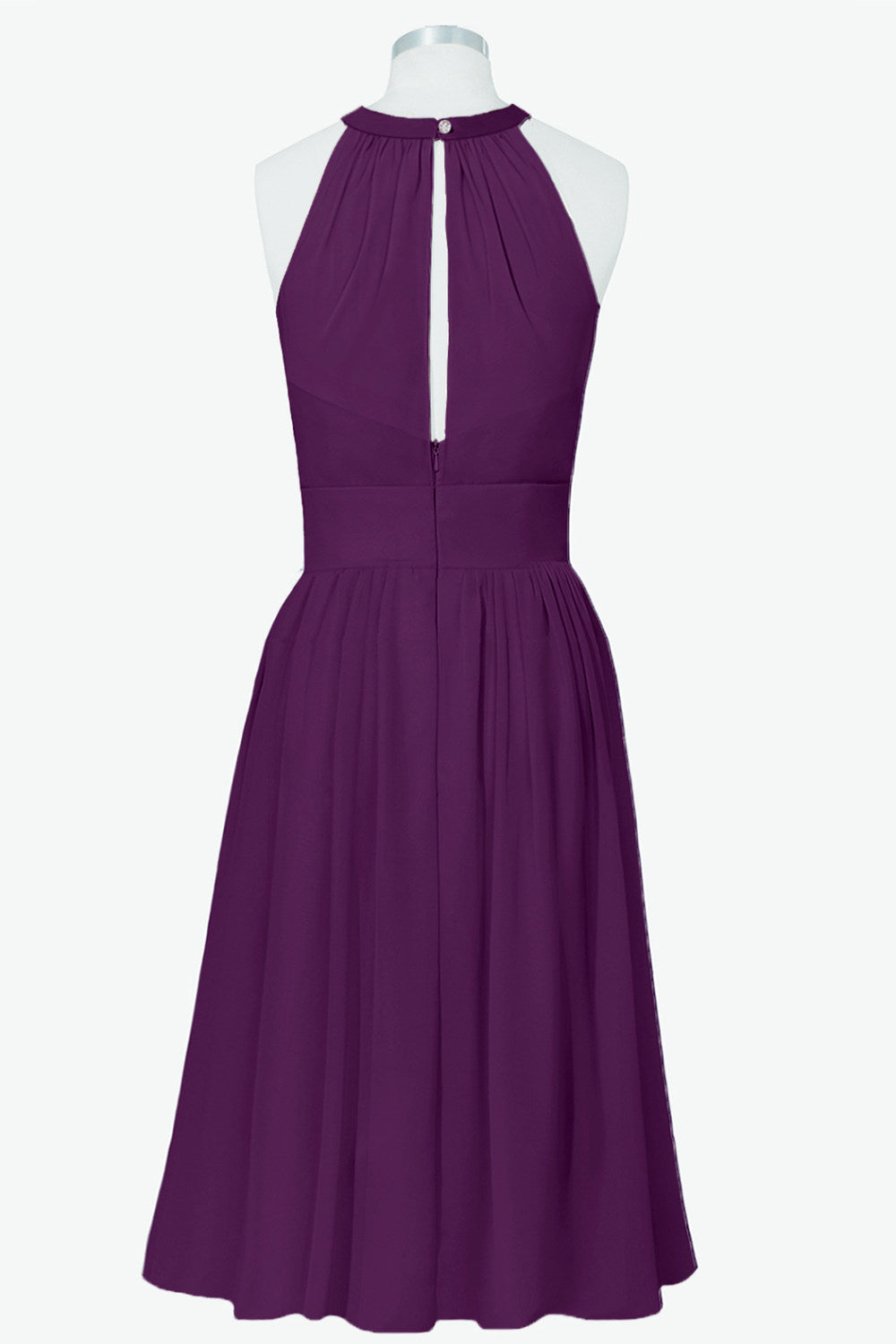 Formal Dresses Near Me, Scoop Purple Chiffon A-line Short Bridesmaid Dress
