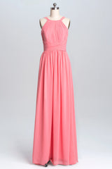 Homecomeing Dresses Short, Coral Double Straps Pleated A-line Bridesmaid Dress