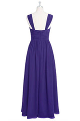 Homecoming Dresses Blues, Purple Sweetheart Banded Waist Long Bridesmaid Dress