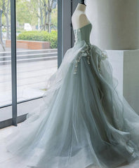 Bridesmaid Dresses, Unique Tulle Lace Long Prom Gown Tulle Lace Evening Dress