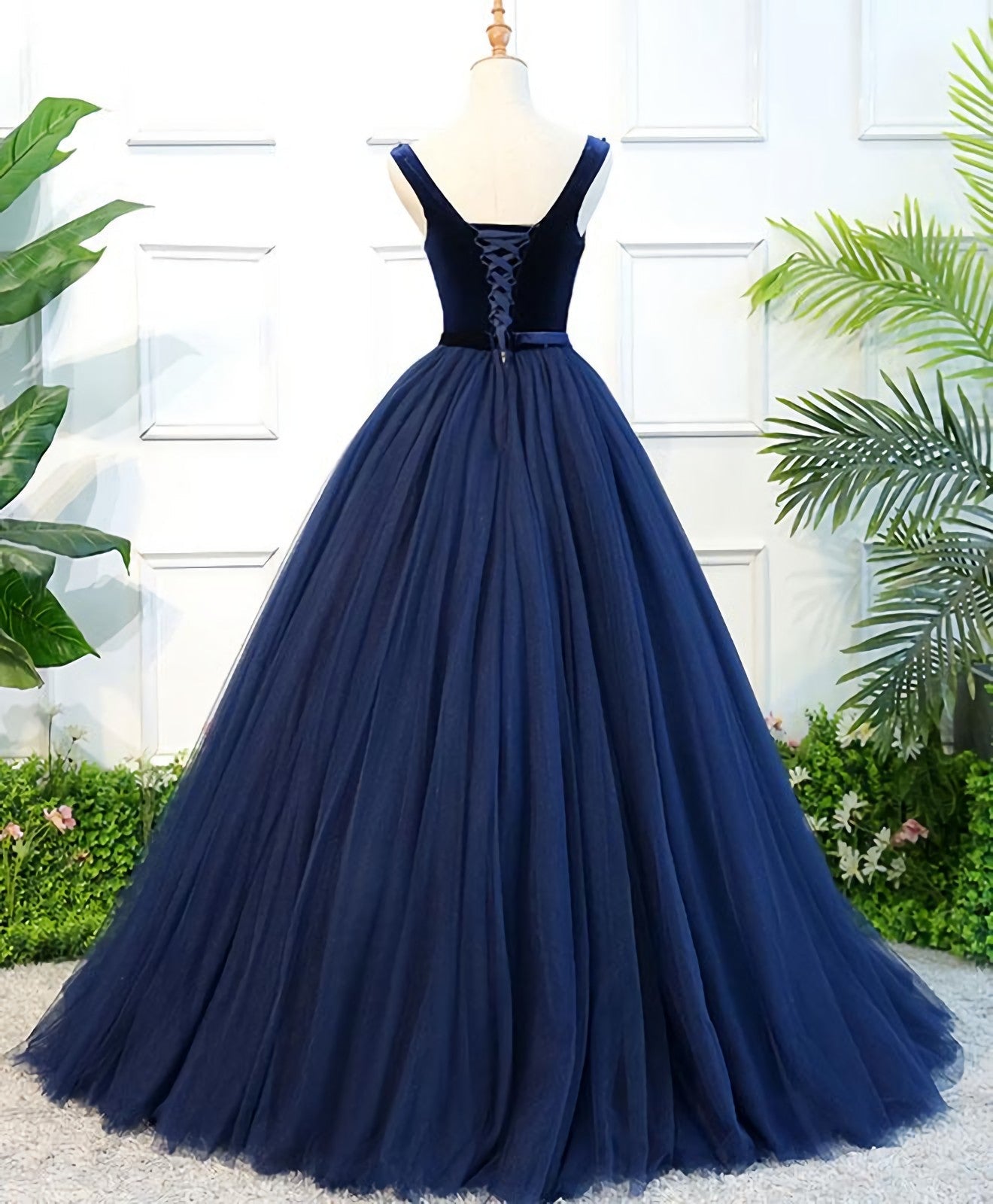 Party Dress Wedding Guest Dress, Dark Blue Tulle Long Prom Dress, Dark Blue Tulle Evening Dress