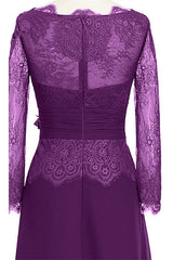 Fairy Dress, Ruffles Purple Lace Long Mother of the Bride Dress