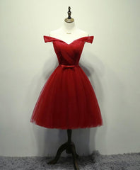 Prom Dress 2040, Simple V Neck Tulle Off Shoulder Short Prom Dress, Pink Homecoming Dress