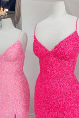 Homecoming Dress Short, Flattering Mermaid Hot Pink Long Party Dress