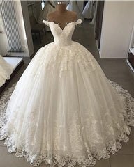 Wedding Dress Straps, Luxury Sweetheart Off Shoulder Long Lace Ball Dresses