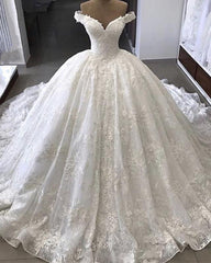 Wedding Dresses Long, Amazing Off Shoulder Sweetheart Lace Long Ball Dresses