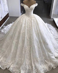 Wedding Dress Romantic, Amazing Off Shoulder Sweetheart Lace Long 2024 Wedding Dresses
