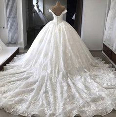 Wedding Dresses Unique, Amazing Off Shoulder Sweetheart Lace Long Ball Dresses