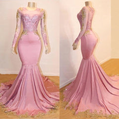 Homecoming Dresses Sparkles, Mermaid Long Sleeves Blushing Pink Sweetheart African American Long Prom Dresses 2024