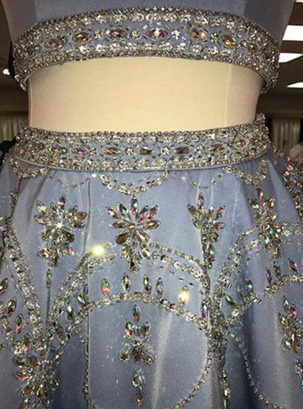 Prom Dress 2037, 2024 A-Line/Princess Jewel Neck Sleeveless Cut Out Back Beading Two Piece Cut Short/Mini Homecoming Dresses