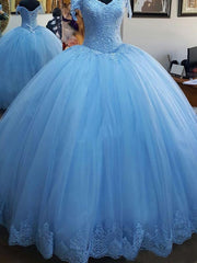 Formal Dresses Website, Short Sleeve Off The Shoulder V Neck Blue Pleated Lace Appliques 2024 Prom Dresses