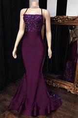 Formal Dress Store Near Me, Grape Mermaid Halter Satin 2024 Lace Prom Dresses