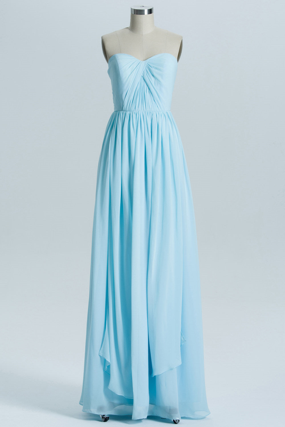 Prom Dresses For Short People, Blue Chiffon A-line Long Convertible Bridesmaid Dress