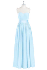 Bridesmaid Dress Lavender, Light Blue Sweetheart A-Line Bridesmaid Dress with Slit