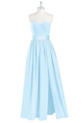 Sage Green Bridesmaid Dress, Light Blue Sweetheart A-Line Bridesmaid Dress with Slit