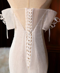 Wedding Dresses 2024 Trends, White Sequin Mermaid Long Prom Dress, White Wedding Dress