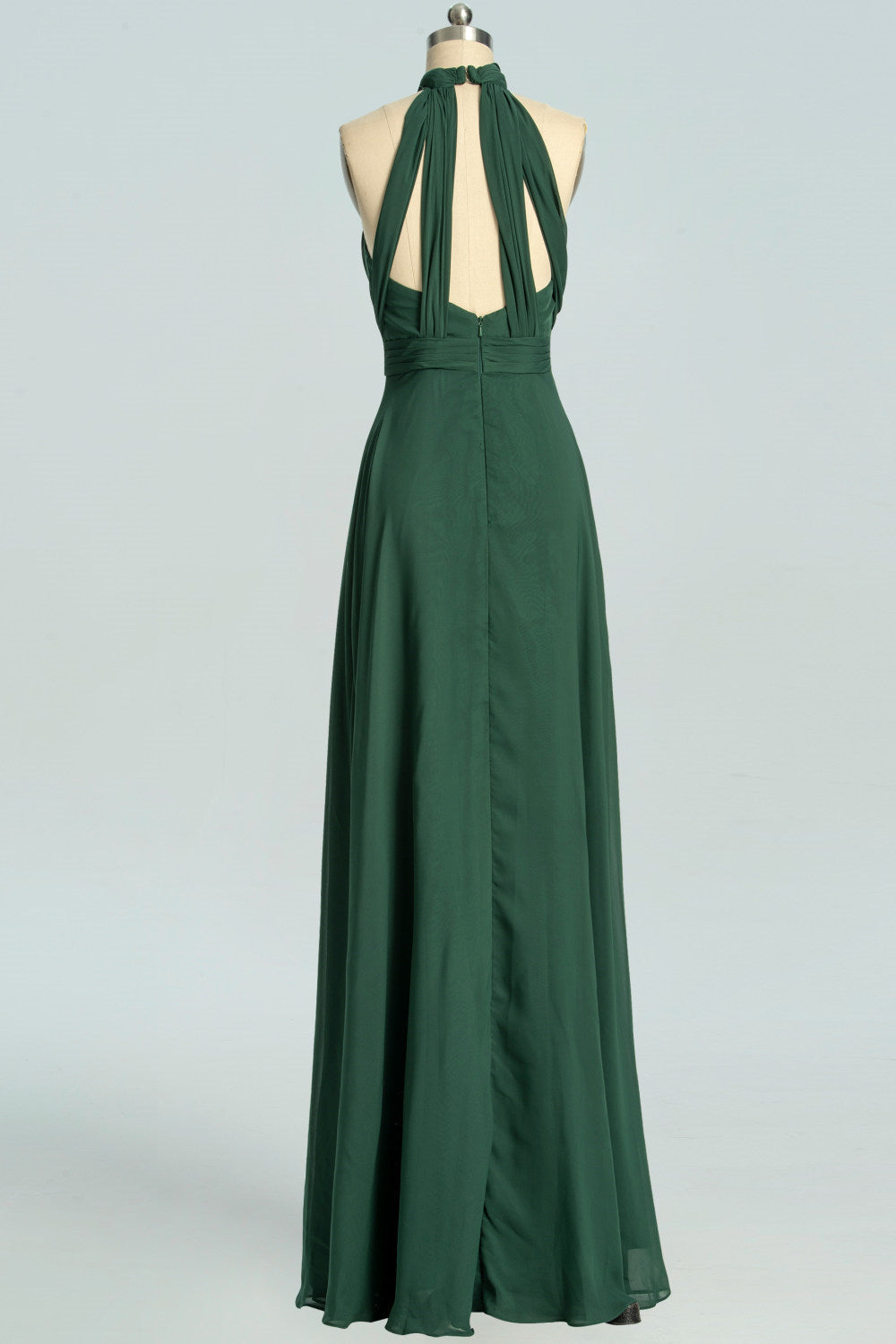 Slip Dress Outfit, Halter Hunter Green Chiffon A-line Long Bridesmaid Dress