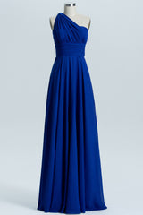 Evening Dress For Party, Royal Blue A-line Chiffon Long Convertible Bridesmaid Dress