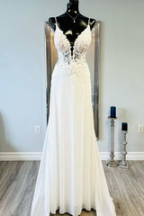 Wedding Dresses With Shoes, White Floral Lace Open Back Mermaid Long Wedding Dress