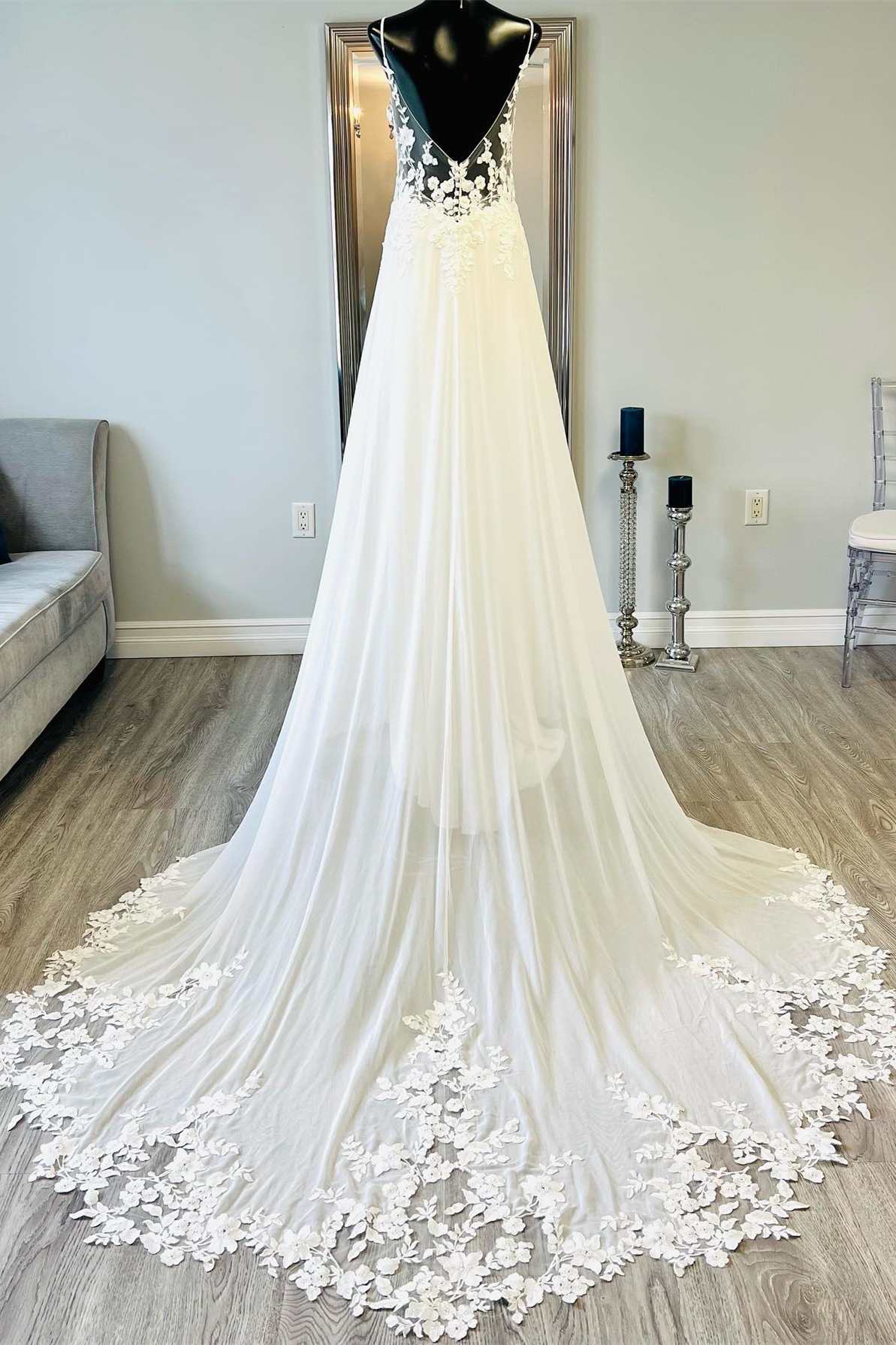 Wedding Dress 2025, White Floral Lace Open Back Mermaid Long Wedding Dress