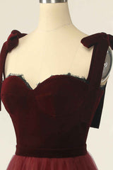 Wedding Color, Wine Red Sweetheart Tie-Strap A-Line Short Formal Dress