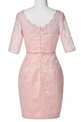 Party Dress Night, Two-Piece Blush Pink Lace Bodycon Short Mother of the Bride Dress