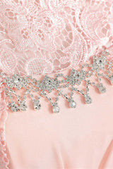 Prom Dresses Inspiration, Pink Rhinestone Half Sleeve A-Line Long Mother of the Bride Dress