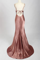 Formal Dress For Sale, Sexy Rose Mermaid Cowl Neck Long Bridesmaid Dress