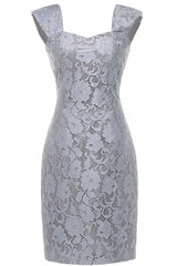 Party Dress Inspiration, Two-Piece Grey Lace Short Mother of the Bride Dress