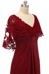 Bridesmaid Dress Winter, Mermaid Wine Red Ruffled Long Mother of the Bride Dress