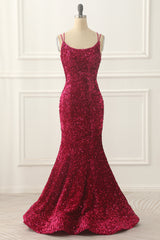 Party Dress Designs, Fuchsia Sequin Backless Long Prom Dress